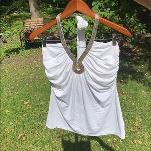 White House Black Market beaded halter top